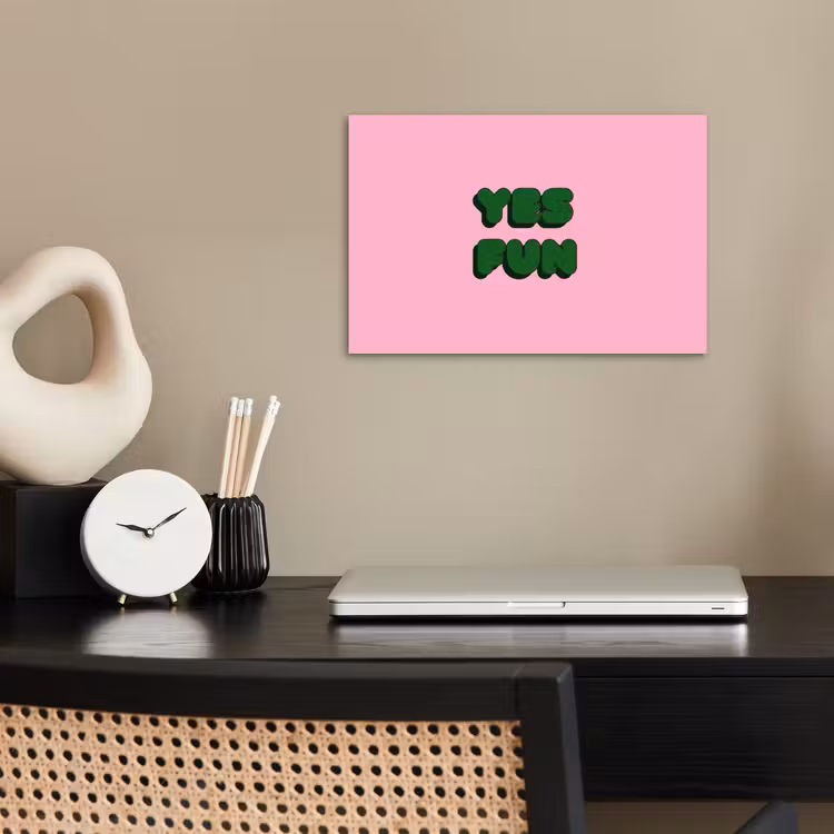 Affiche - Oui fun - Vert - Rose — 2