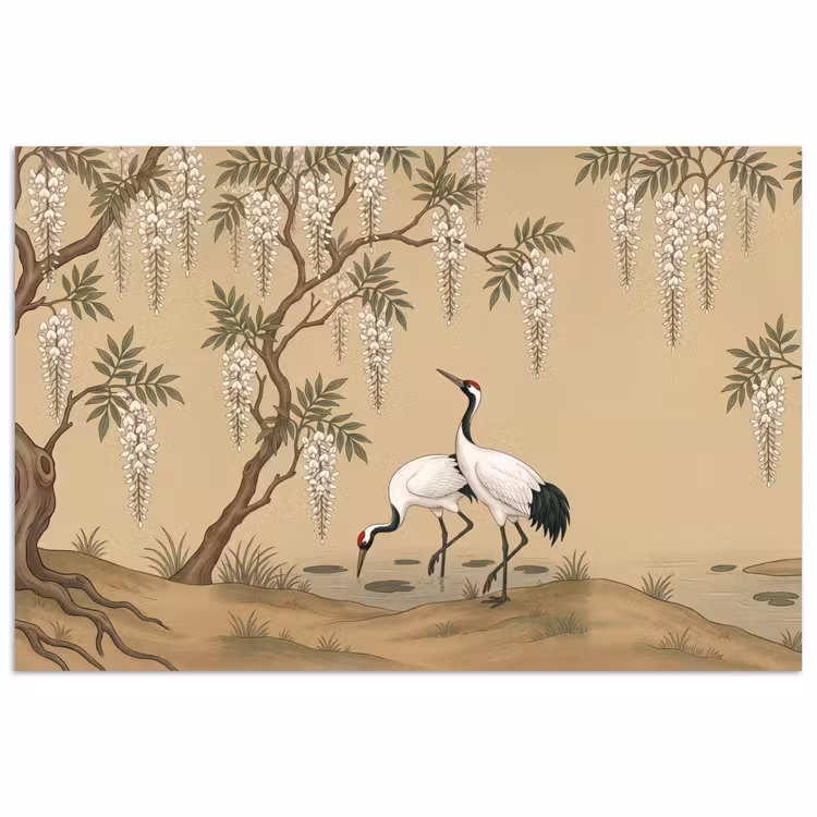 Affiche - Grue - Eau - Beige — 1
