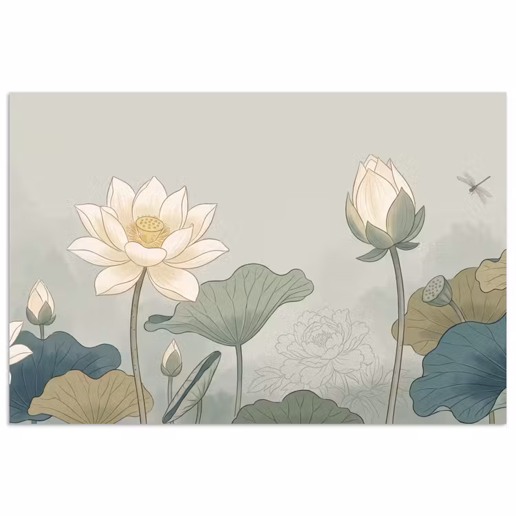 Affiche - Lotus - Fleurs - Vert — 1