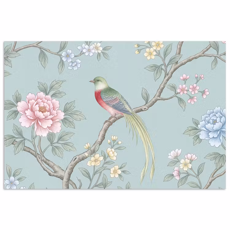 Affiche - Oiseau - Fleurs - Coloré — 1