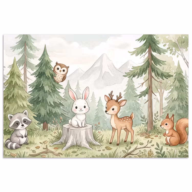 Affiche - Forêt - Animaux - Vert — 1