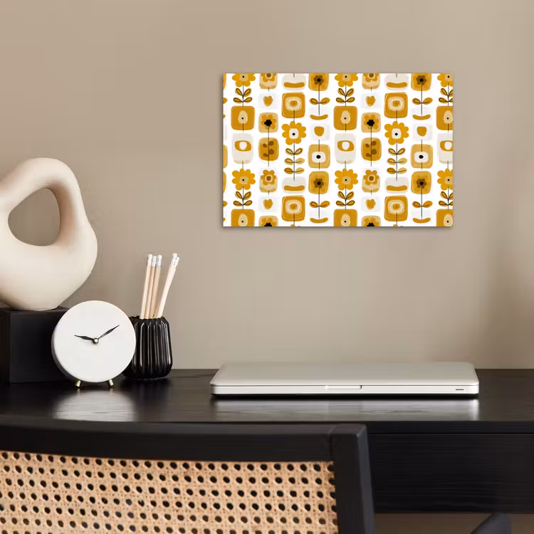 Affiche - Rétro - Abstrait - Fleurs - Jaune ocre — 2