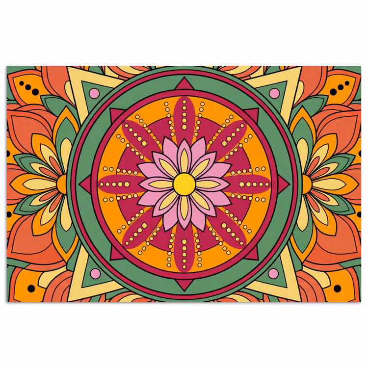 Affiche - Mandala - Fleurs - Abstrait - Coloré — 1