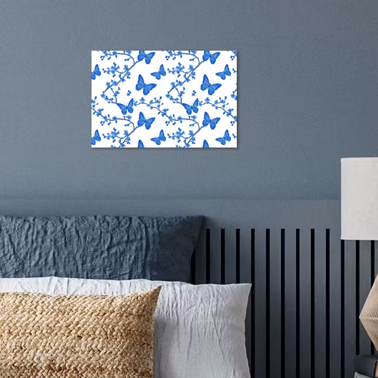 Affiche - Papillon - Fleurs - Bleu — 3