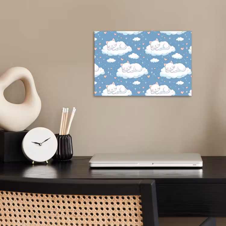 Affiche - Chaton - Nuages - Bleu — 2