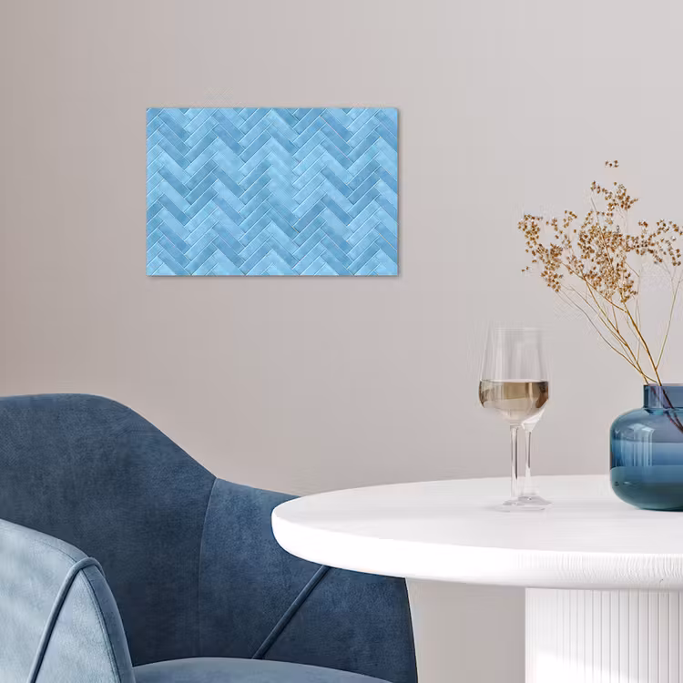 Affiche - Herringbone - Carrelage mural - Bleu clair — 4