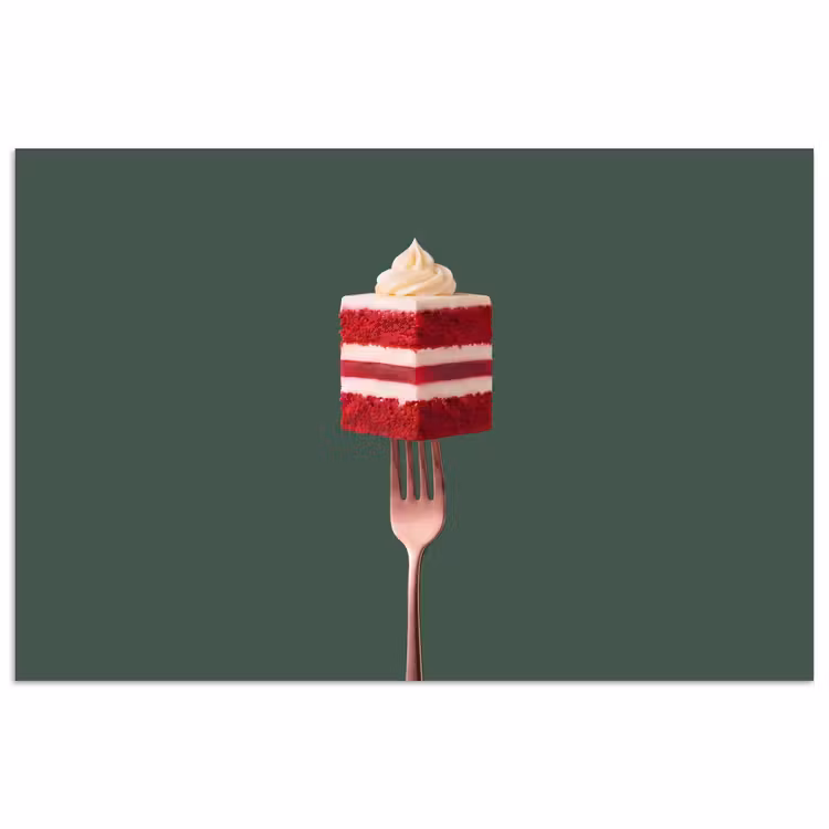 Affiche - Gâteau - Fourchette - Rouge — 1
