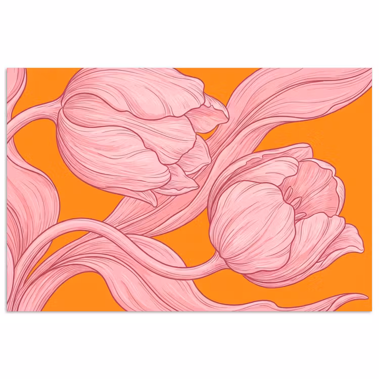 Affiche - Fleurs roses - Moderne — 1