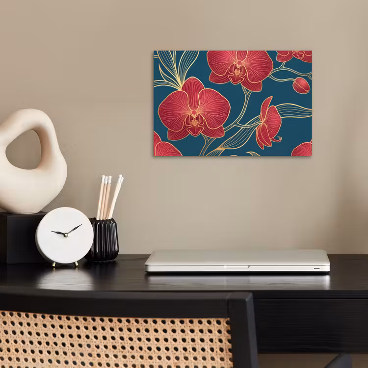 Affiche - Fleurs - Rouge - Or — 2