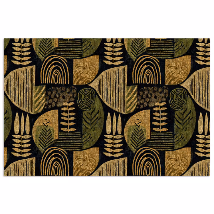 Affiche - Noir - Jaune ocre - Botanique - Texture — 1