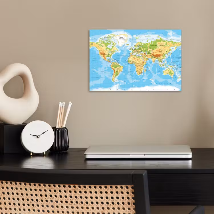 Affiche - Carte du monde - Statistiques - Bleu - Terre - Educatif — 2