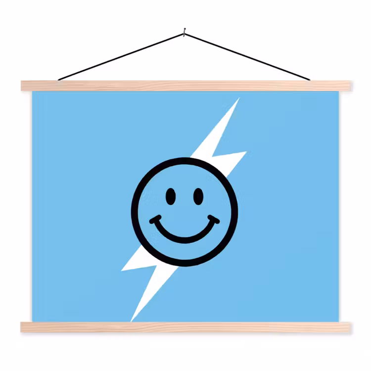 Affiche scolaire - Smiley - Bleu - Eclair — 1
