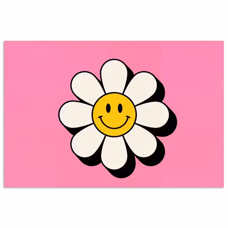 Affiche - Smiley - Fleur - Rose — 1