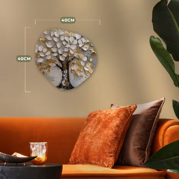 Forme organique - Forex - Arbre - Beige - Gris - Or - Abstrait — 4