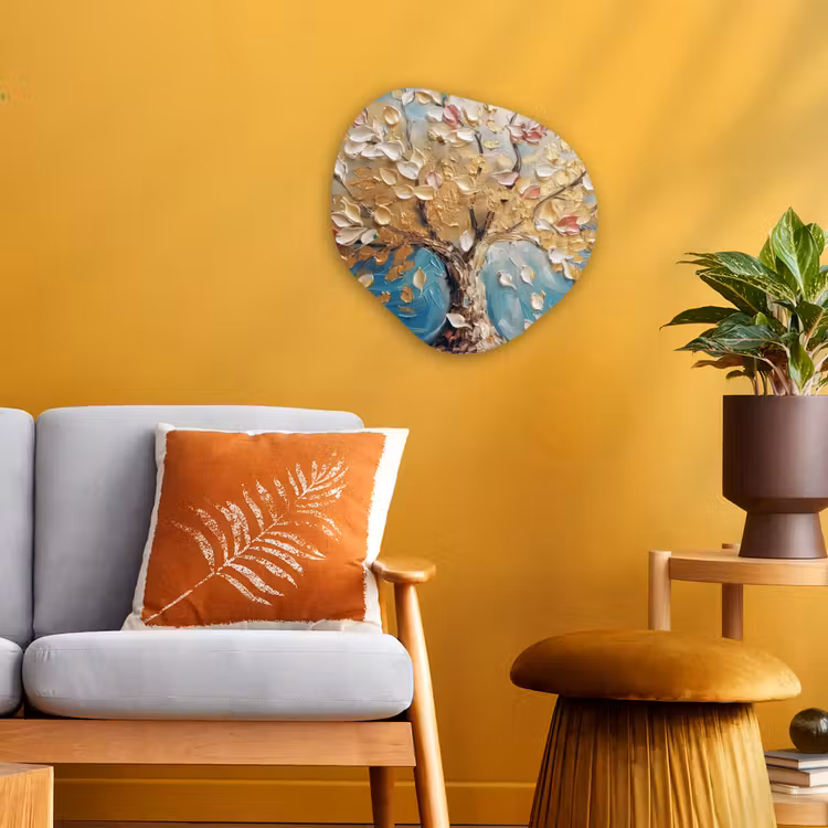Forme organique - Forex - Arbre - Bleu - Or - Abstrait - Moderne — 3