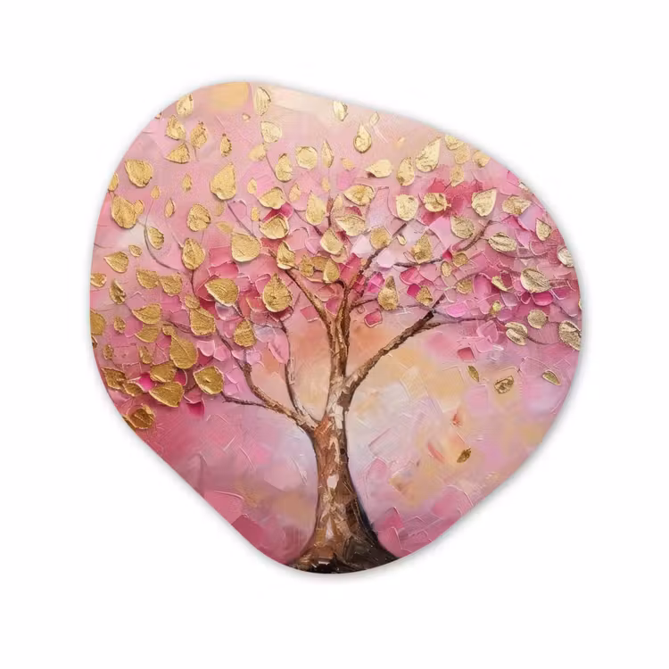 Forme organique - Forex - Arbre - Rose - Or - Moderne — 1