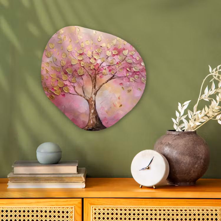 Forme organique - Forex - Arbre - Rose - Or - Moderne — 2