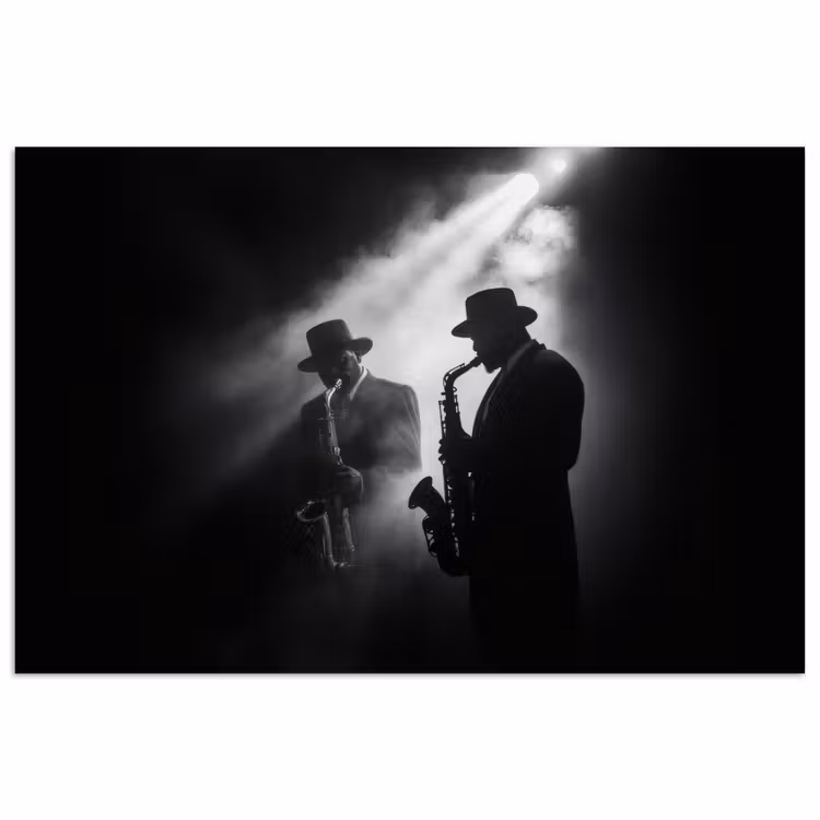Affiche - Saxophonistes - Chapeaux - Fumée - Lumière — 1