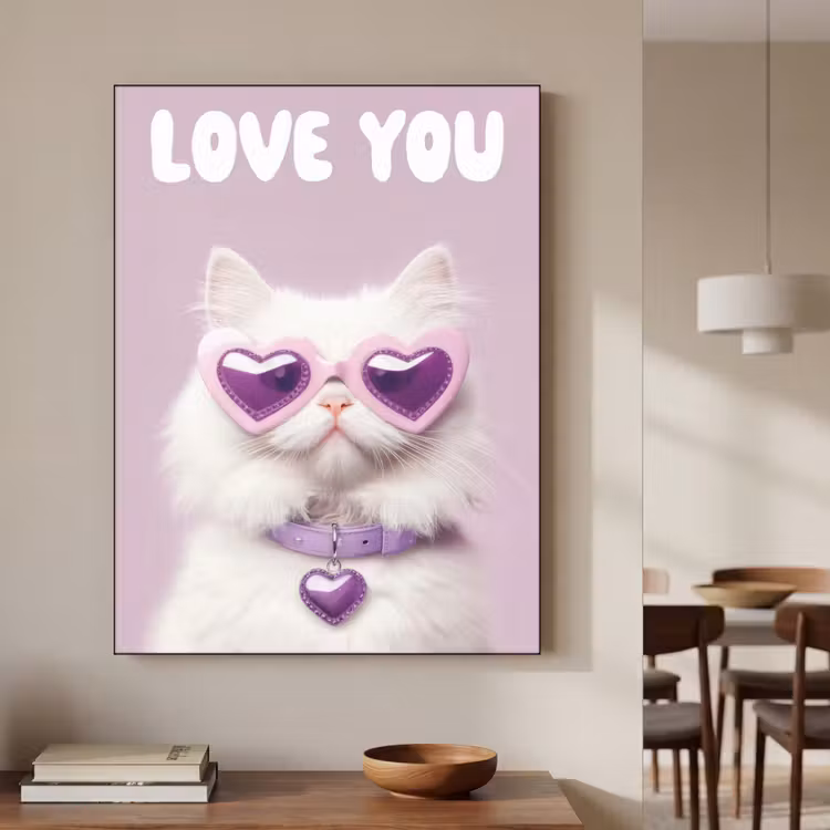 Art Frame - Chat - Amour - Violet - Valentin — 3