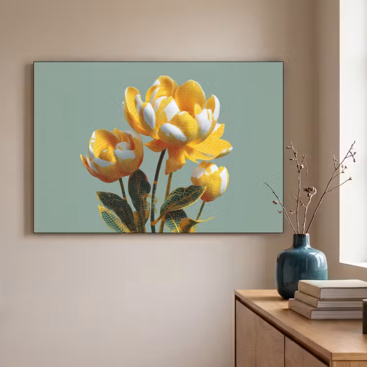 Art Frame - Fleurs - Jaune - Feuilles - Structure — 3