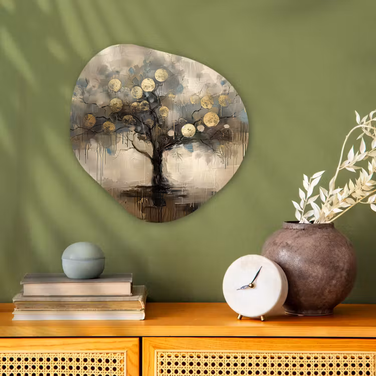 Forme organique - Forex - Beige - Abstrait - Arbre - Or — 2