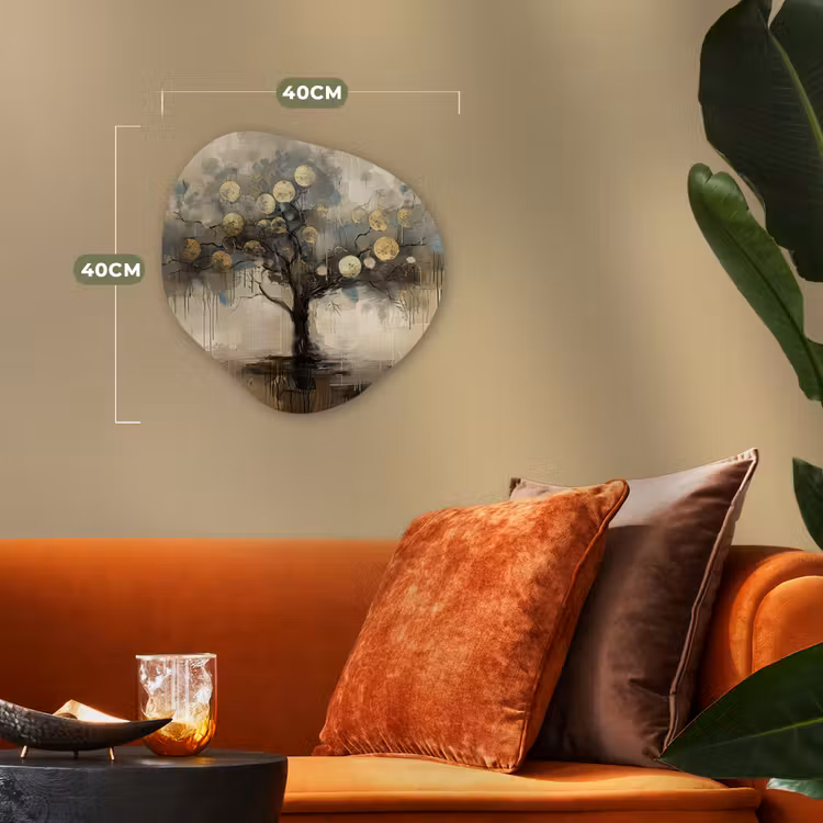 Forme organique - Forex - Beige - Abstrait - Arbre - Or — 4