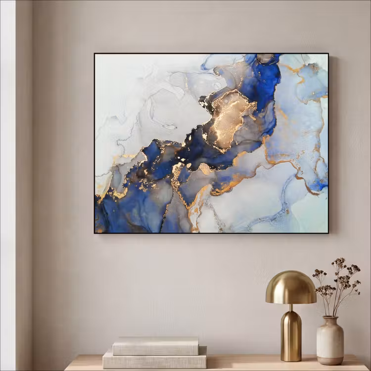Art Frame - Marbre - Bleu - Or — 3