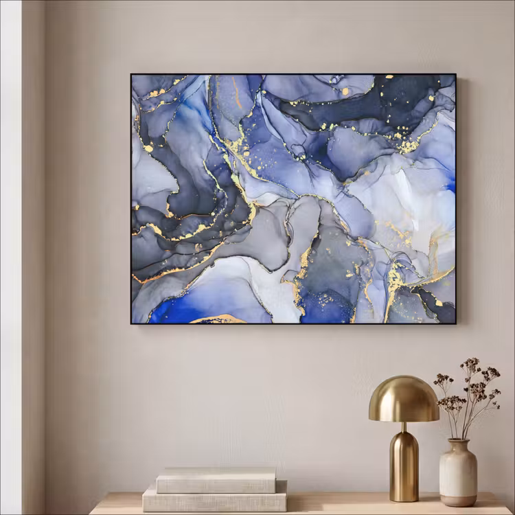 Art Frame - Marbre - Or - Abstrait - Bleu — 3