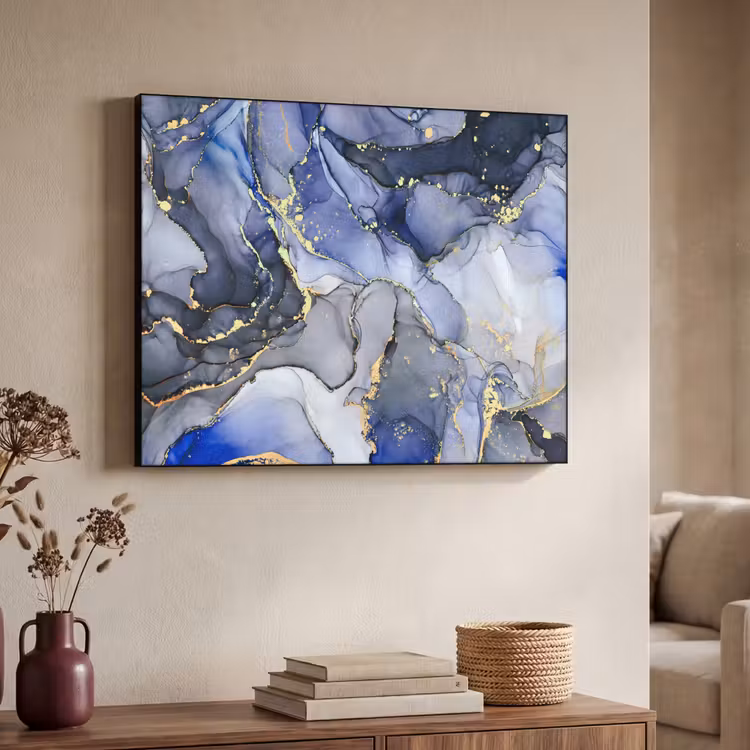 Art Frame - Marbre - Or - Abstrait - Bleu — 4
