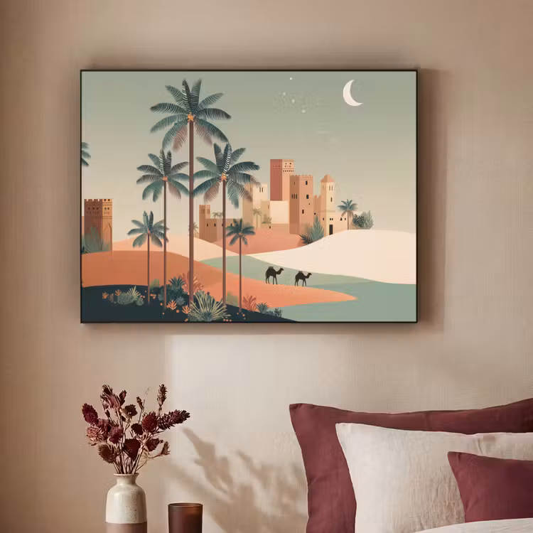Art Frame - Paysage nocturne - Chameaux - Étoiles - Dunes de sable — 2