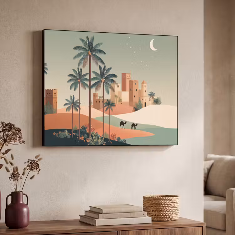 Art Frame - Paysage nocturne - Chameaux - Étoiles - Dunes de sable — 4