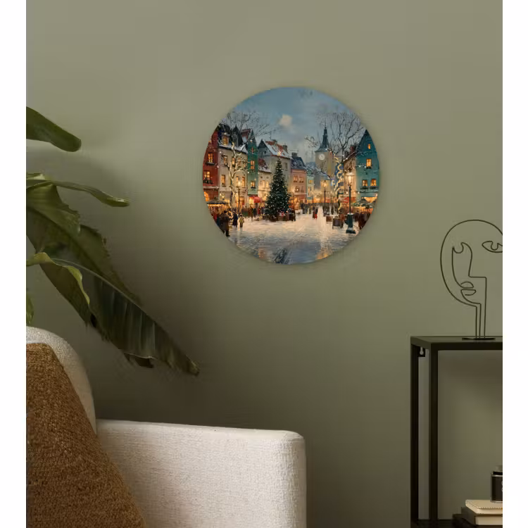 Cercle mural - Atmosphère de Noël - Place de la ville - Colorée — 3