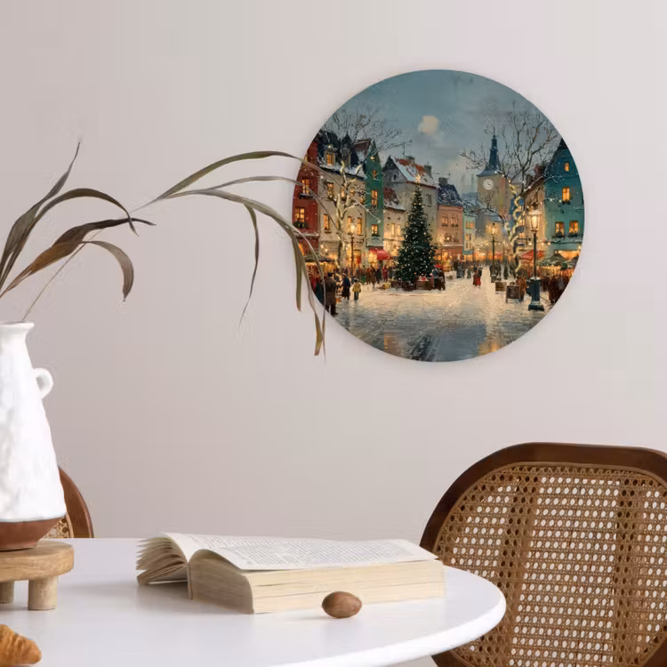 Cercle mural - Atmosphère de Noël - Place de la ville - Colorée — 4