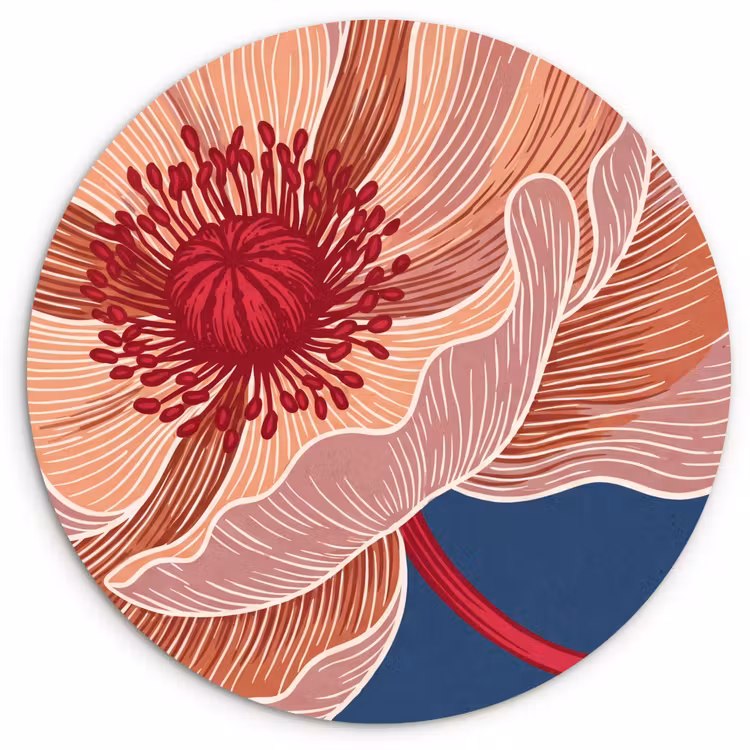 Cercle mural - Plexiglas - Fleurs - Moderne - Abstrait — 1