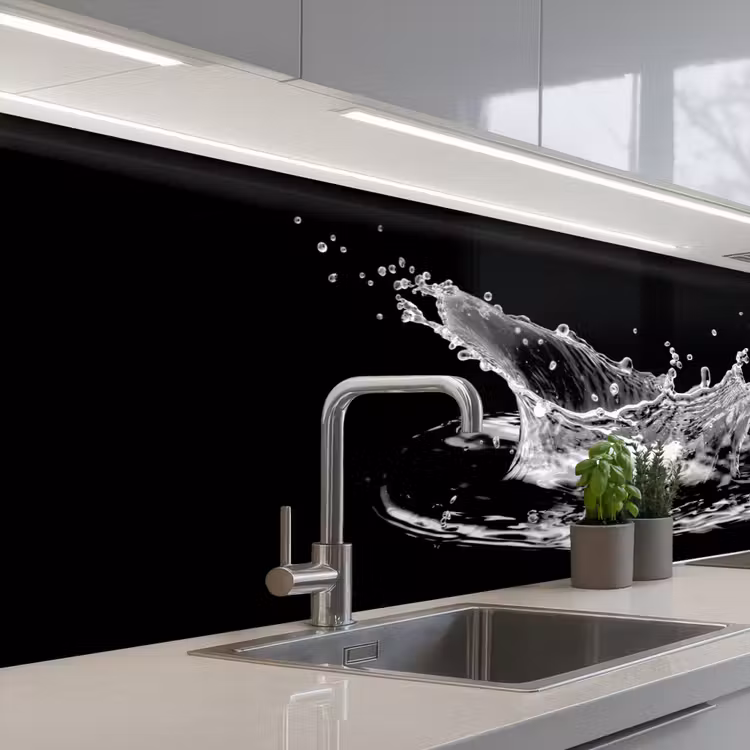 Crédence cuisine - Eau - Splash - Eau - Noir — 2