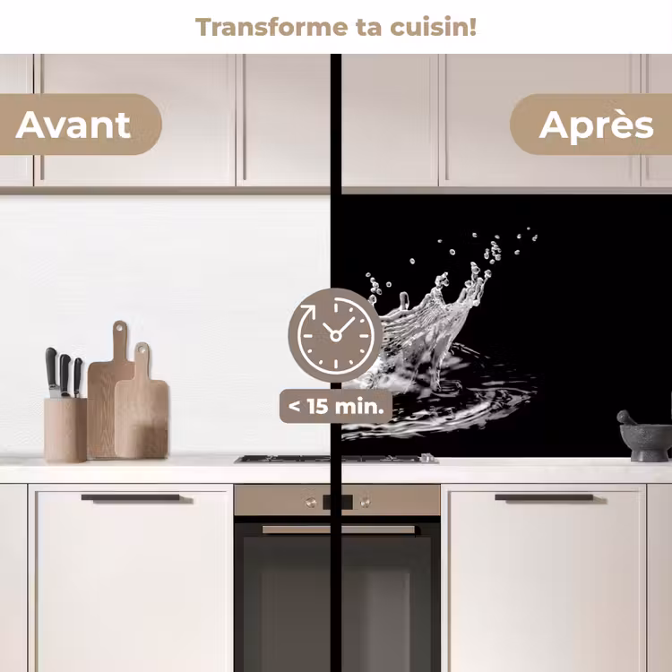 Crédence cuisine - Eau - Splash - Eau - Noir — 3