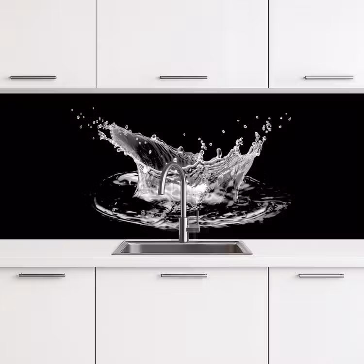 Crédence cuisine - Eau - Splash - Eau - Noir — 4