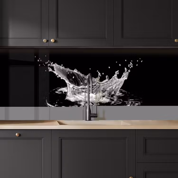 Crédence cuisine - Eau - Splash - Eau - Noir — 5