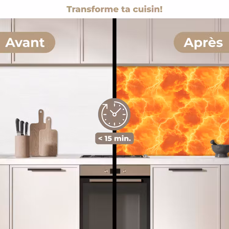 Crédence cuisine - Éclair - Tempête - Orange — 3