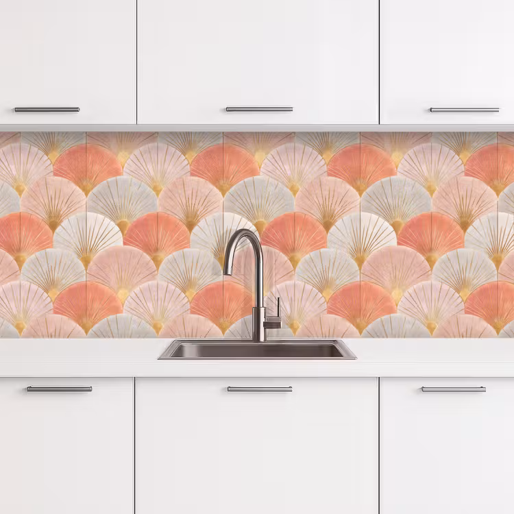Crédence cuisine - Eventails - Or - Rose — 4