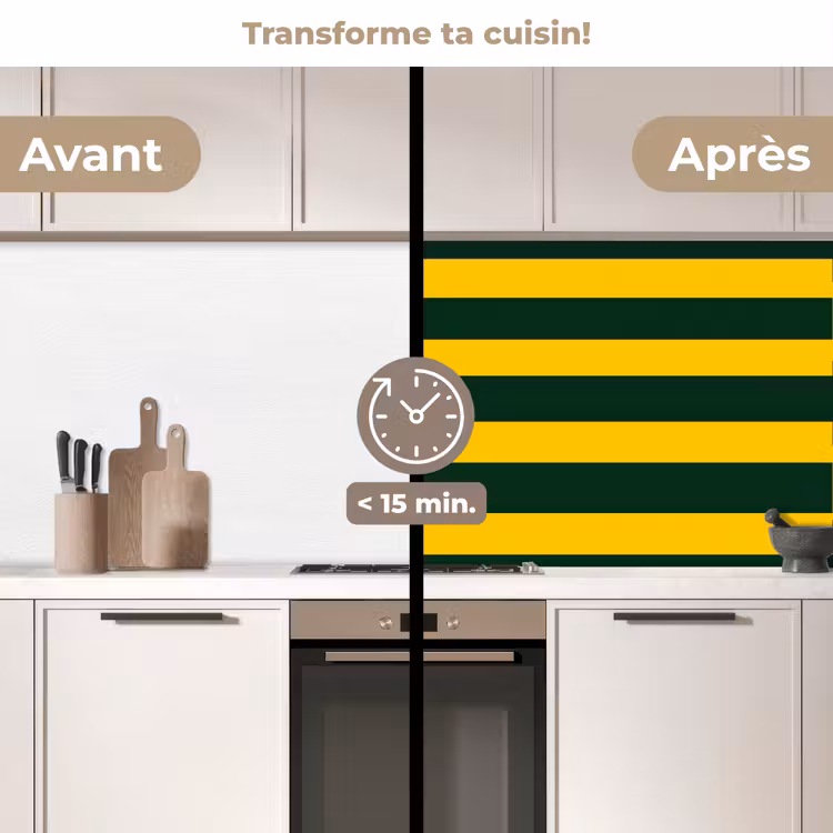 Crédence cuisine - Classique - Rayures - Vert — 3