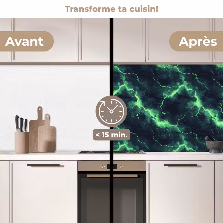 Crédence cuisine - Vert - Eclair - Tempête — 3