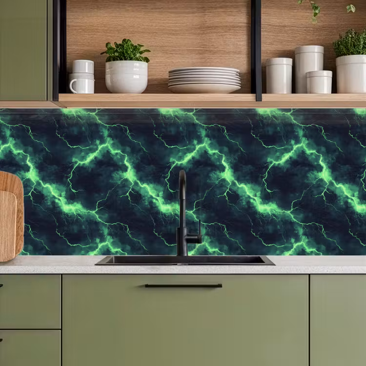 Crédence cuisine - Vert - Eclair - Tempête — 6