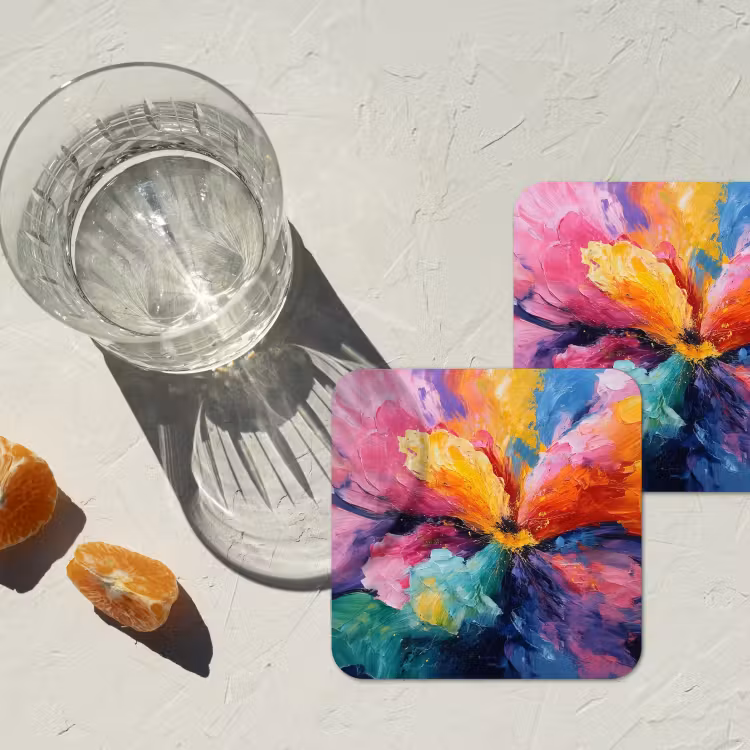 Dessous de verre - Explosion de fleurs - Multicolore - Moving — 2