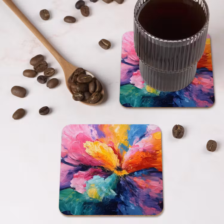 Dessous de verre - Explosion de fleurs - Multicolore - Moving — 4
