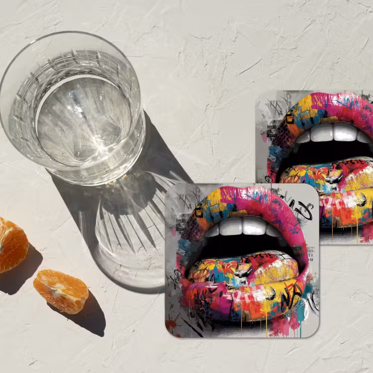 Dessous de verre - Lèvres - Graffiti - Expressif — 2