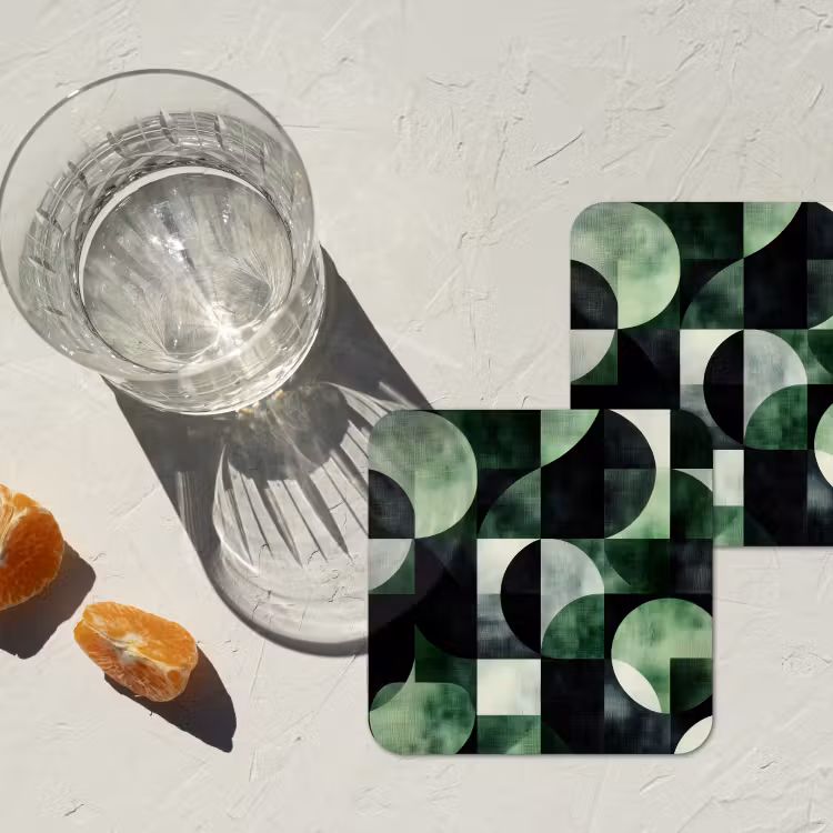 Dessous de verre - Abstrait - Vert - Formes — 2