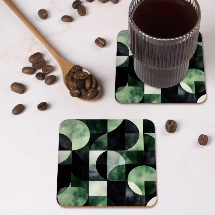 Dessous de verre - Abstrait - Vert - Formes — 4