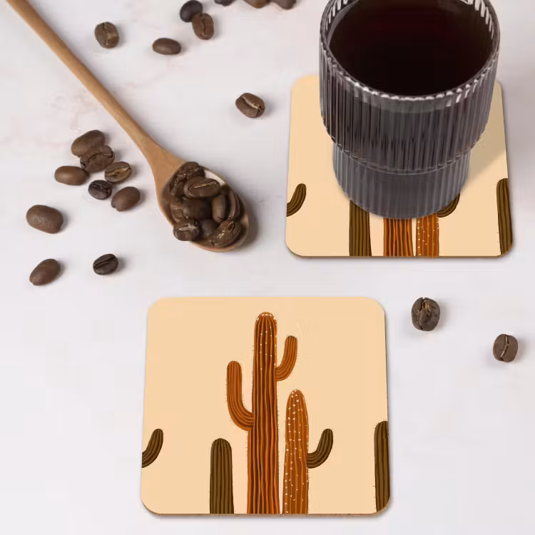 Dessous de verre - Cactus - Désert - Sable - Marron — 4