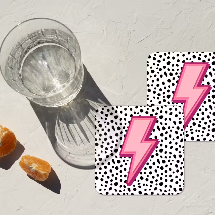 Dessous de verre - Éclair - Rose - Points — 2